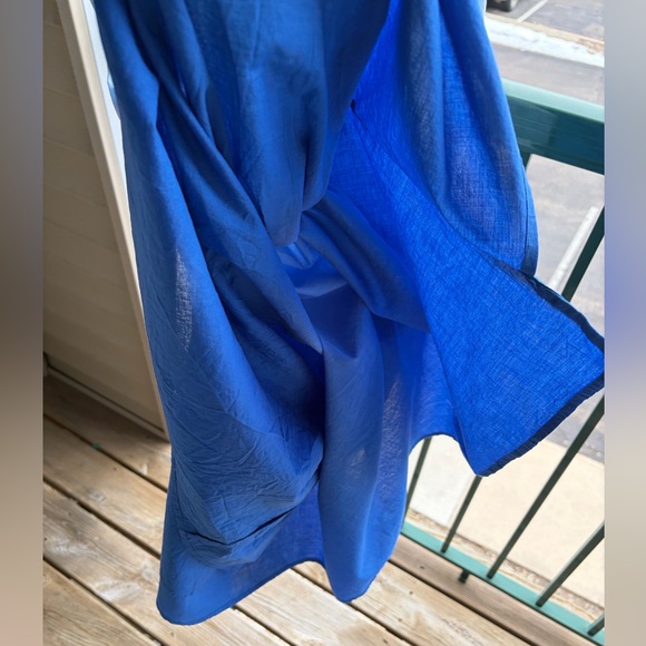 🆕🦋 DKNY Blue Ombre Midi Dress Size 10 NWT 100% Cotton Ruched Side Summer Dress - Picture 13 of 15